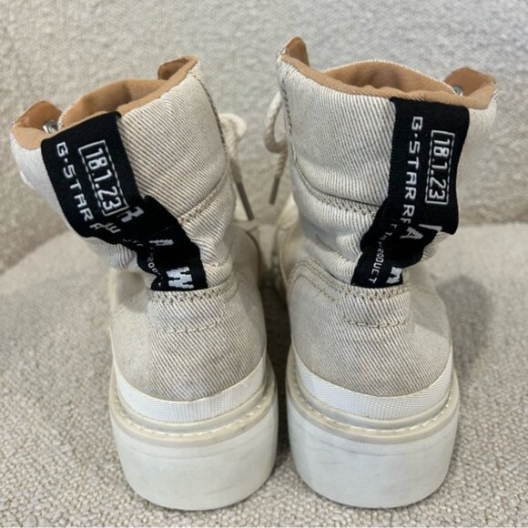 G-Star Women’s Aefon Lace Up Combat Boots Beige Ecru - Picture 8 of 11